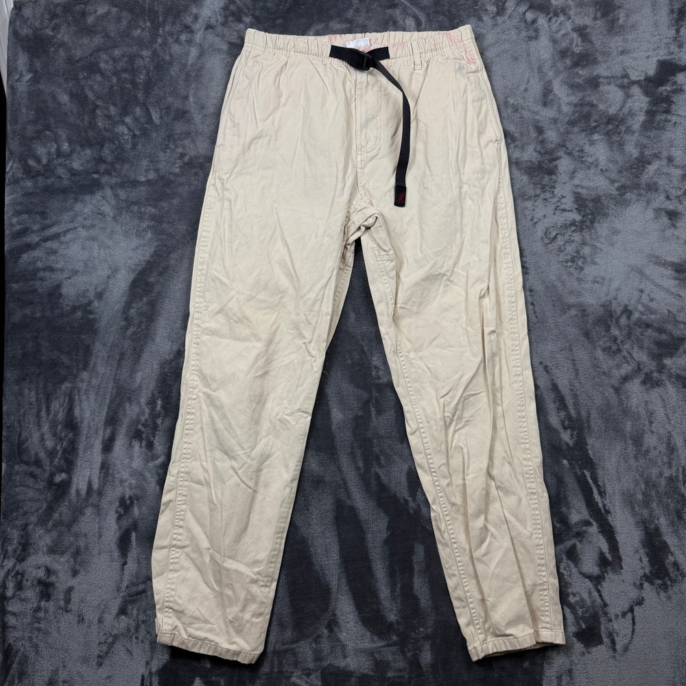 Gramicci Climbing Pants Mens Medium Beige Integrated Belt Cotton Twill Relaxed